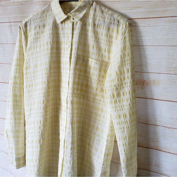 ATM Anthony Thomas Melillo Tissue Cotton Checkered Long Sleeve Blouse Shirt - Picture 2 of 11